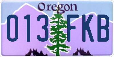 OR license plate 013FKB