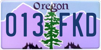 OR license plate 013FKD