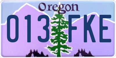 OR license plate 013FKE