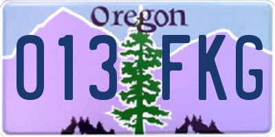 OR license plate 013FKG