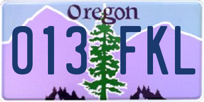 OR license plate 013FKL