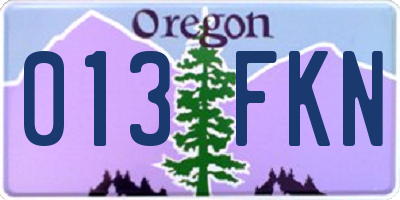 OR license plate 013FKN