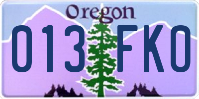 OR license plate 013FKO