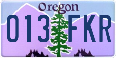 OR license plate 013FKR
