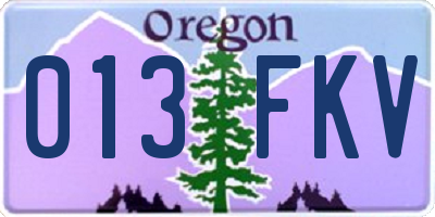 OR license plate 013FKV