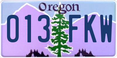 OR license plate 013FKW