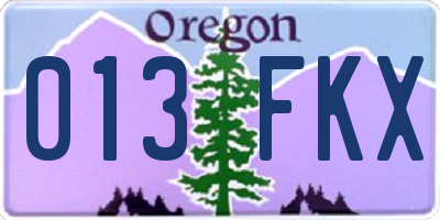 OR license plate 013FKX