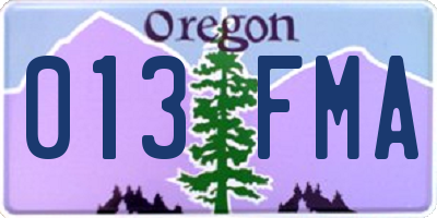 OR license plate 013FMA