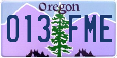 OR license plate 013FME