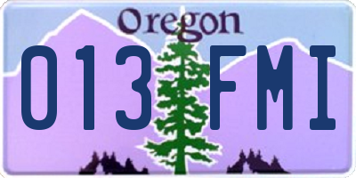 OR license plate 013FMI