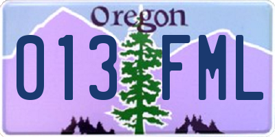 OR license plate 013FML