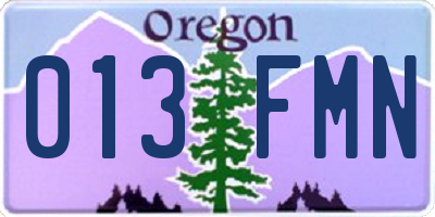 OR license plate 013FMN