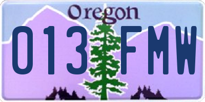 OR license plate 013FMW