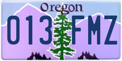 OR license plate 013FMZ