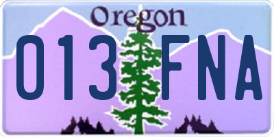 OR license plate 013FNA