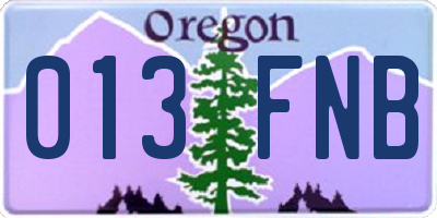 OR license plate 013FNB