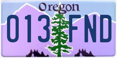 OR license plate 013FND