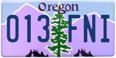 OR license plate 013FNI
