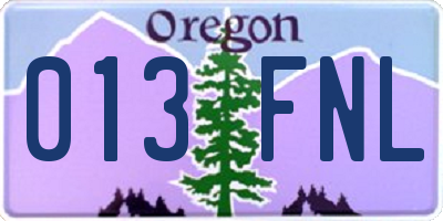 OR license plate 013FNL