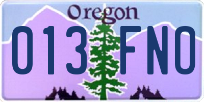 OR license plate 013FNO