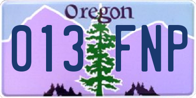 OR license plate 013FNP