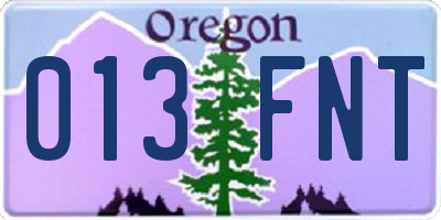 OR license plate 013FNT