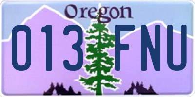 OR license plate 013FNU