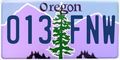 OR license plate 013FNW