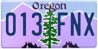 OR license plate 013FNX