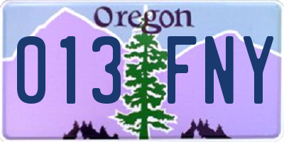 OR license plate 013FNY