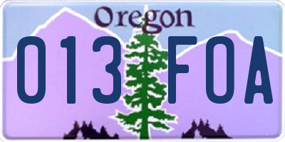 OR license plate 013FOA