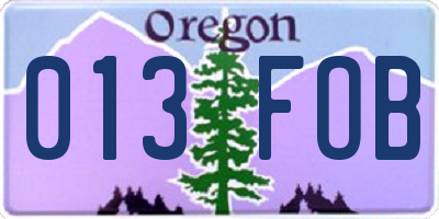 OR license plate 013FOB