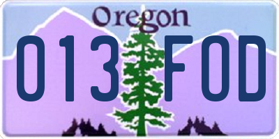 OR license plate 013FOD
