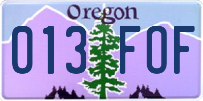 OR license plate 013FOF