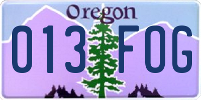 OR license plate 013FOG