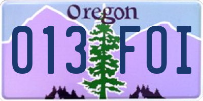 OR license plate 013FOI