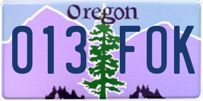 OR license plate 013FOK