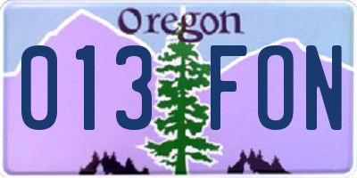 OR license plate 013FON