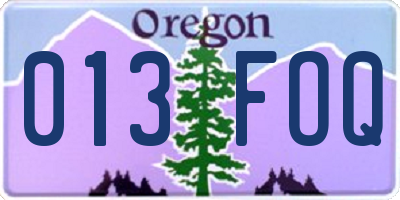 OR license plate 013FOQ