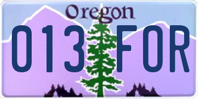 OR license plate 013FOR