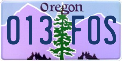OR license plate 013FOS