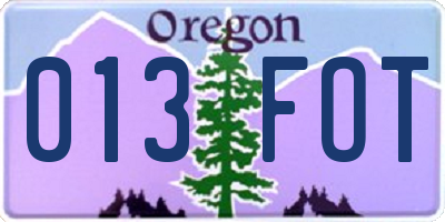 OR license plate 013FOT