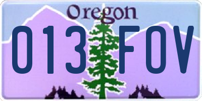 OR license plate 013FOV