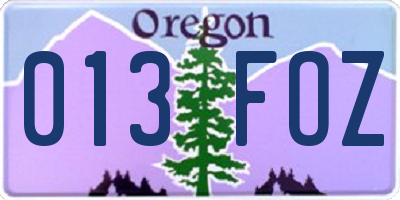 OR license plate 013FOZ