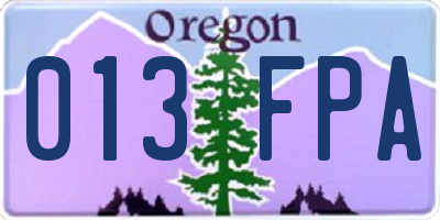 OR license plate 013FPA