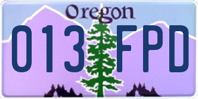 OR license plate 013FPD