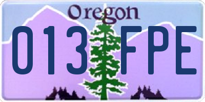 OR license plate 013FPE