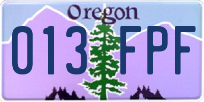OR license plate 013FPF