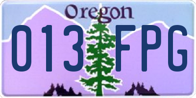 OR license plate 013FPG