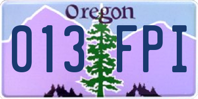 OR license plate 013FPI